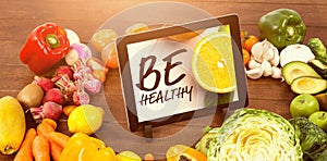 Composite image of be healthy
