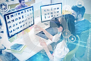 Composite image of binary codes and lines