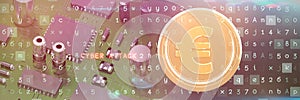 Composite image of bitcoins