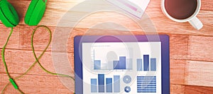 Composite image of blue graphics on white background