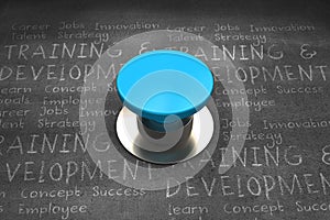 Composite image of blue push button