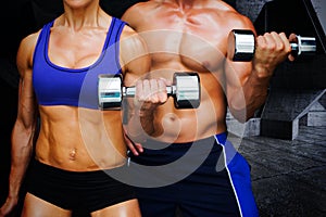 Composite image of bodybuilding couple