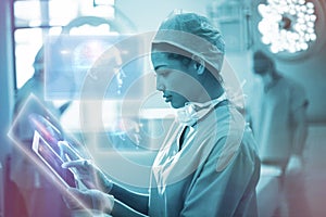 Composite image of brain diagram in human head 3d