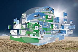 Composite image of brainstorm on abstract screen