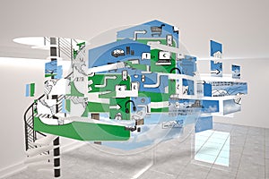 Composite image of brainstorm on abstract screen