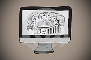 Composite image of brainstorm on computer screen doodle