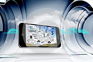 Composite image of brainstorm on smartphone screen