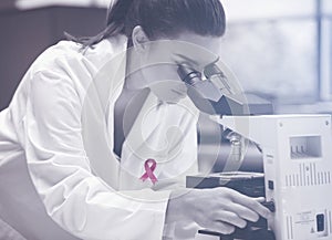 Composite image of breast cancer awareness ribbon