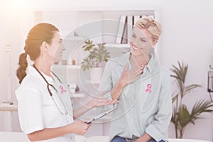 Composite image of breast cancer awareness ribbon