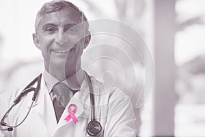 Composite image of breast cancer awareness ribbon