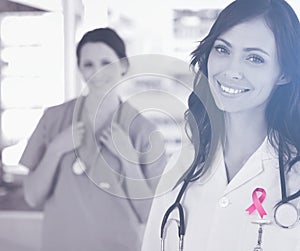 Composite image of breast cancer awareness ribbon