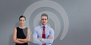 Composite image of business colleagues posing with crossed arms