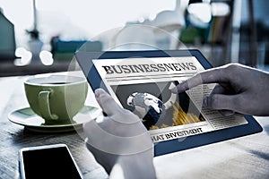 Composite image of business newspaper