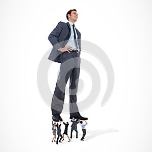 Composite image of business team supporting boss