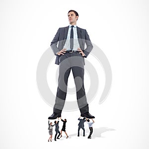 Composite image of business team supporting boss