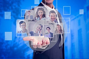 Composite image of businessman presenting