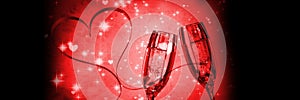 Composite image of champagne glasses with heart