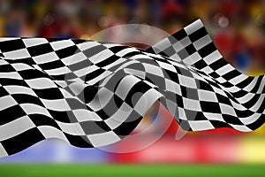 Composite image of checkered flag