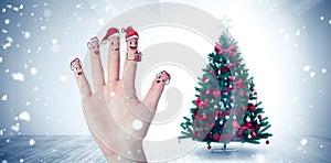 Composite image of christmas caroler fingers