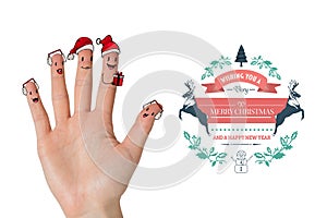 Composite image of christmas caroler fingers