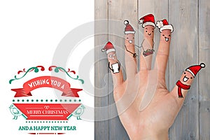 Composite image of christmas caroler fingers