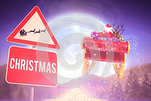 Composite image of christmas road sign