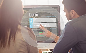 Composite image of close-up of login page