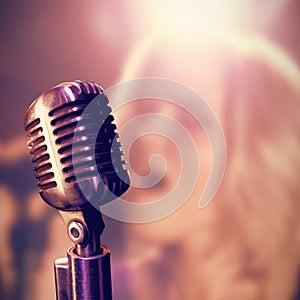 Composite image of close-up of microphone