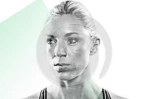 Composite image of close-up of serious female athlete