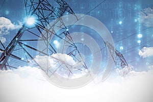 Composite image of clouds over binary coded screen