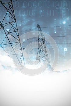 Composite image of clouds over binary coded screen