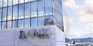 Composite image of composite image of bank building