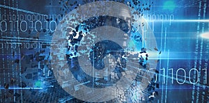 Composite image of composite image of black pixelated 3d male