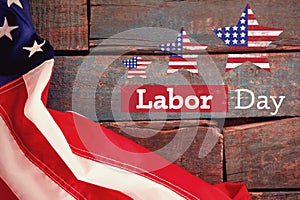 Composite image of composite image of labor day text with star shapes american flag