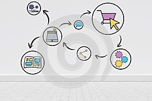 Composite image of composite image of online shopping model