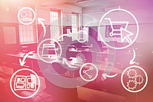 Composite image of composite image of online shopping model 3d