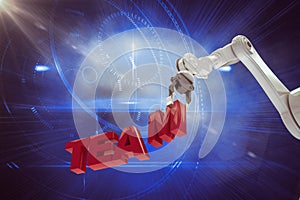 Composite image of composite image of robotic arm arranging team text 3d