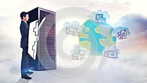 Composite image of corporate warrior