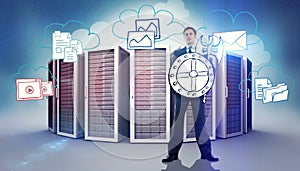 Composite image of corporate warrior