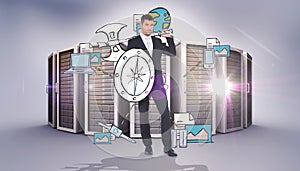 Composite image of corporate warrior