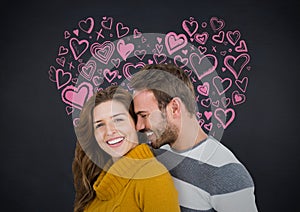 Composite image of couple embracing each other