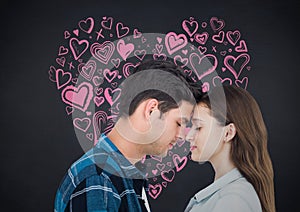 Composite image of couple embracing each other
