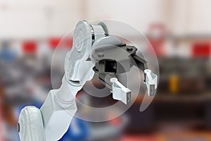 Composite image of cropped image of robotic hand with claw 3d