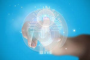 Composite image of cropped image of woman hand pointing