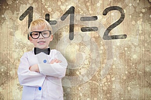 Composite image of cute pupil dressed up as teacher