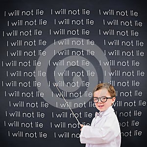 Composite image of cute pupil in lab coat
