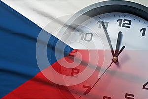 Composite image of the Czech Republic flag and clock