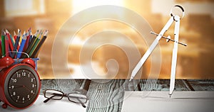 Composite image of 3d image of drawing compass