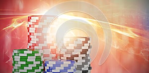 Composite image of 3d image of gambling chips