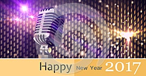 Composite image 3D of 2017 new year greeting and microphone
